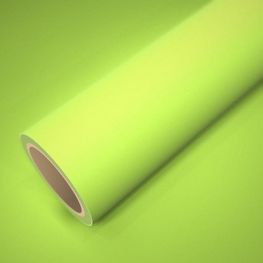 Rollo de vinilo ICR® amarillo fluorescente mate sobre una lámina del mismo vinilo