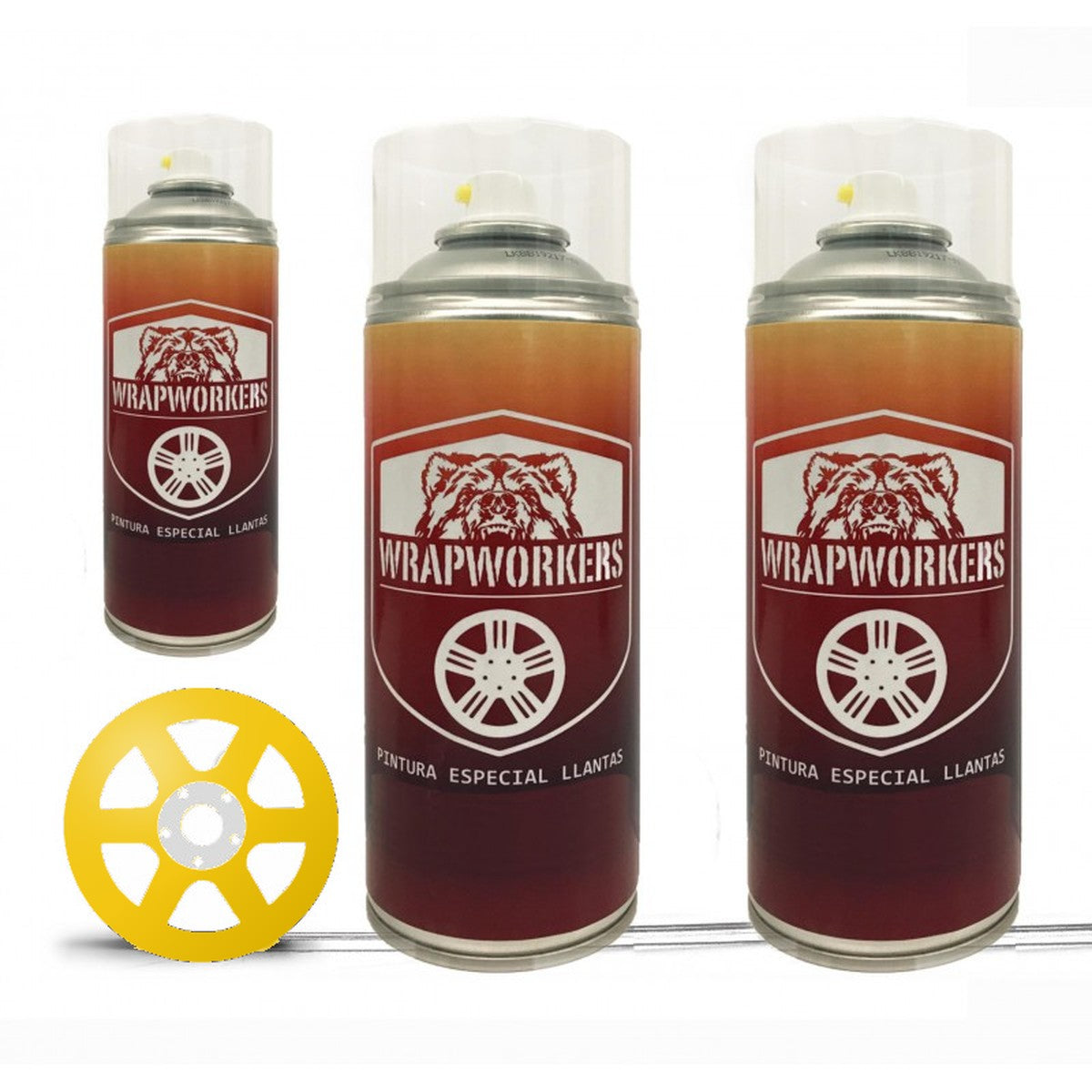 Kit para pintar llantas en spray · Amarillo brillo