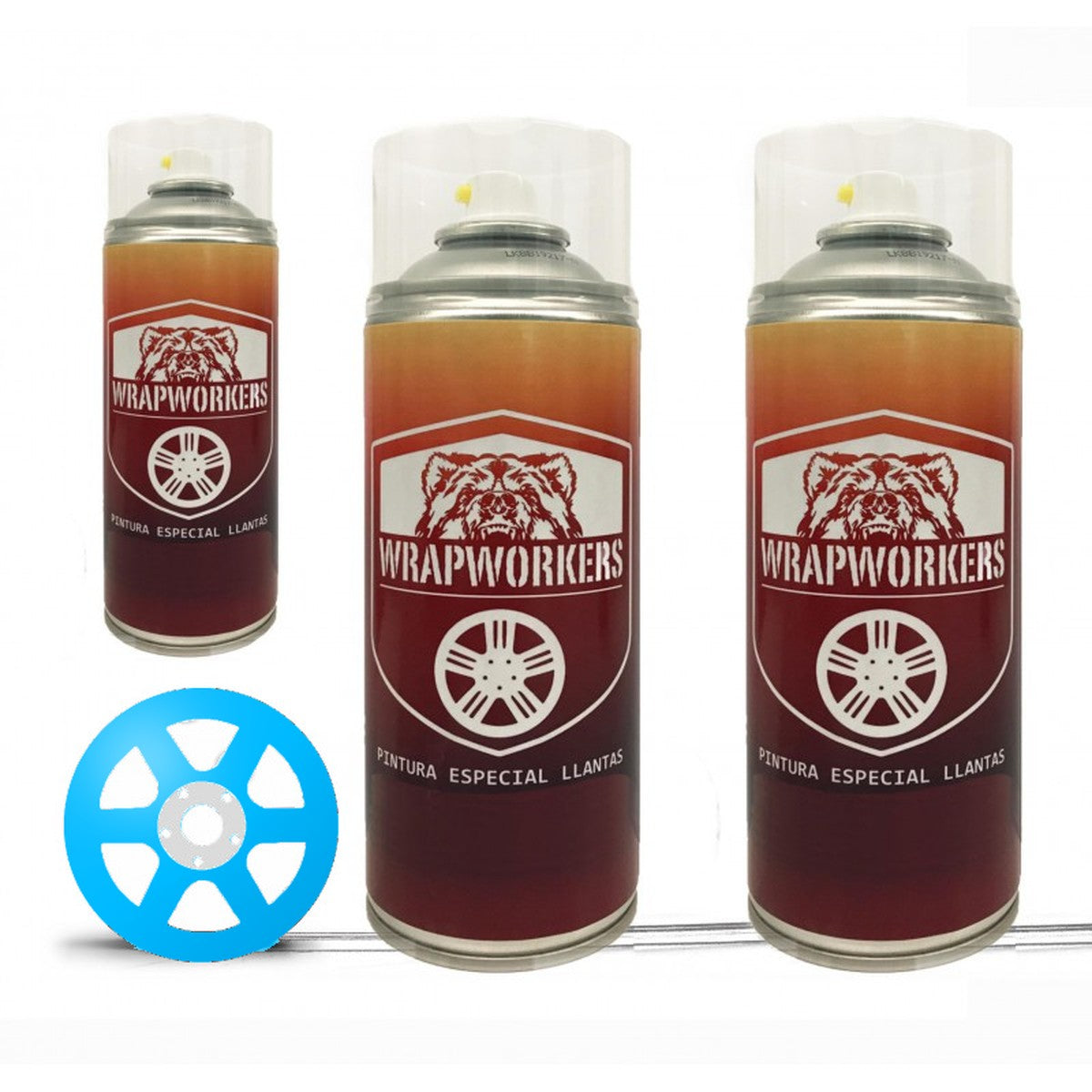 Kit para pintar llantas en spray · Azul flúor brillo