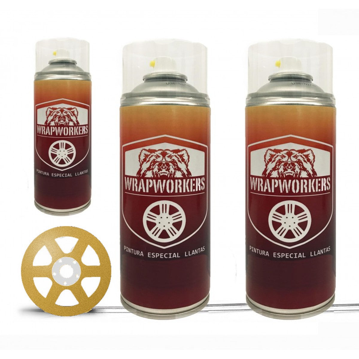 Kit para pintar llantas en spray · Dorado brillo