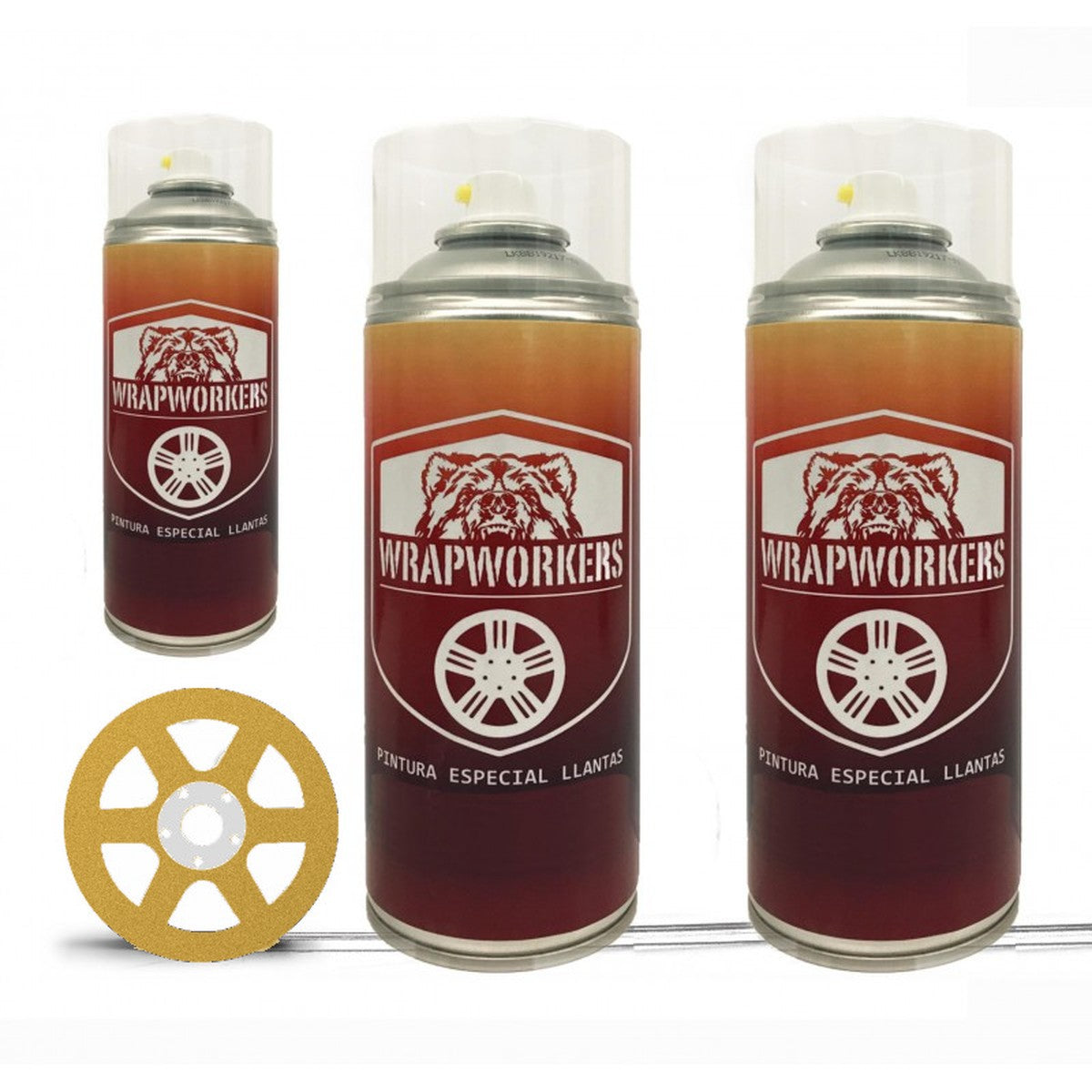 Kit para pintar llantas en spray · Dorado mate