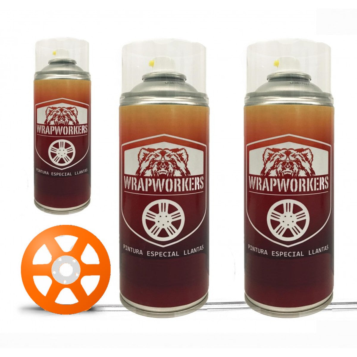 Kit para pintar llantas en spray · Naranja flúor brillo