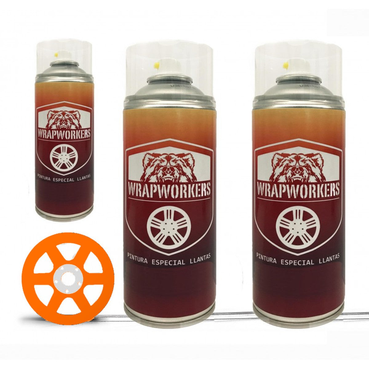 Kit para pintar llantas en spray · Naranja flúor mate
