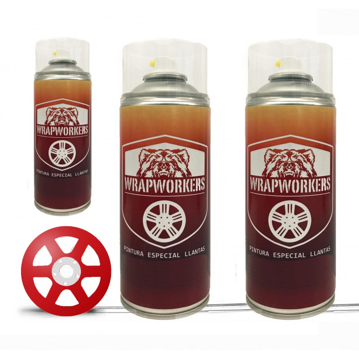 Kit para pintar llantas en spray · Rojo brillo