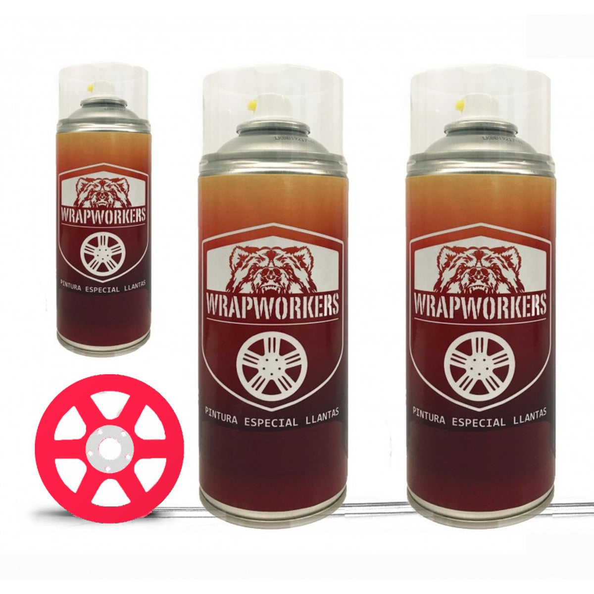 Kit para pintar llantas en spray · Rojo flúor mate