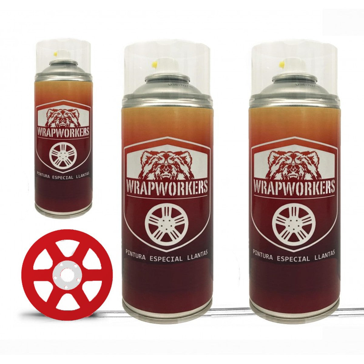 Kit para pintar llantas en spray · Rojo mate