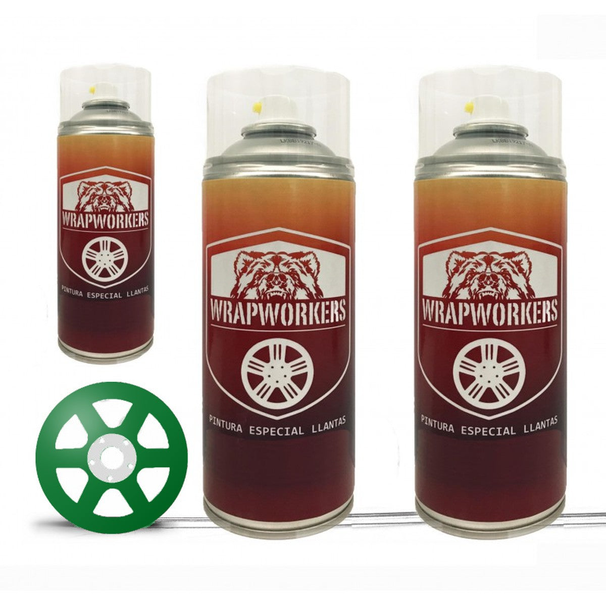 Kit para pintar llantas en spray · Verde brillo