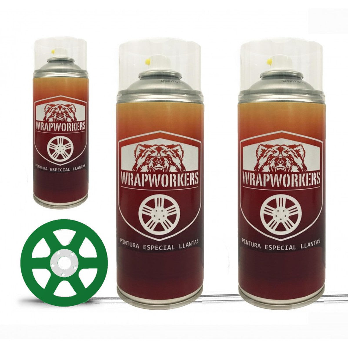 Kit para pintar llantas en spray · Verde mate