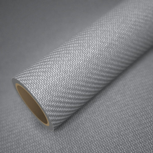 Rollo de vinilo carbono 3D plata sobre una lámina del mismo vinilo
