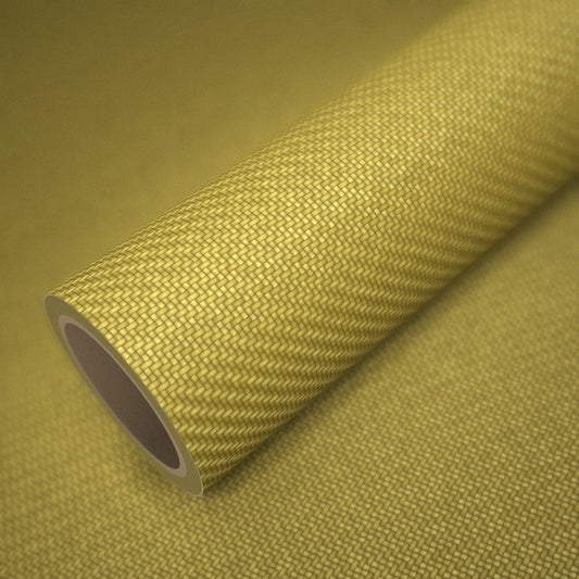 Rollo de vinilo carbono amarillo sobre una lámina del mismo vinilo