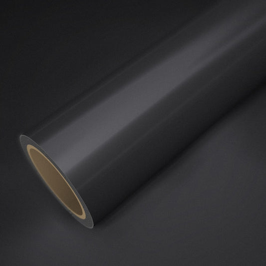 Rollo de vinilo cromado satinado antracita sobre una lámina del mismo vinilo