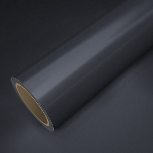 Rollo de vinilo cromado satinado gunmetal sobre una lámina del mismo vinilo