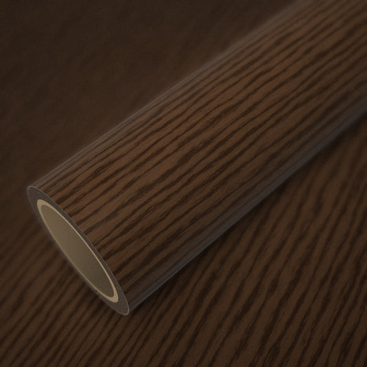 Rollo de vinilo madera nogal sobre una lámina del mismo vinilo